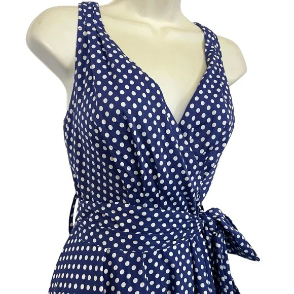 Cute Blue Polka Dot Wrap Dress 🩷 - Picture 3 of 10